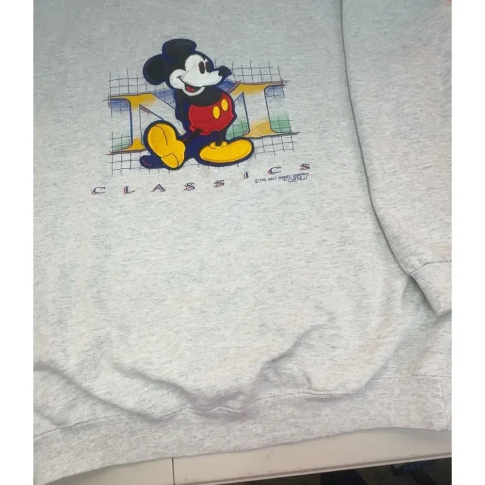 VTG Mickey Mouse Classics Sweatshirt Gray Large Walt Disney Genus Embroider 90s - Picture 7 of 8